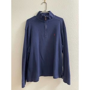 Polo Ralph Lauren Men Sweater Pullover L Navy Blue Essential Quarter Zip